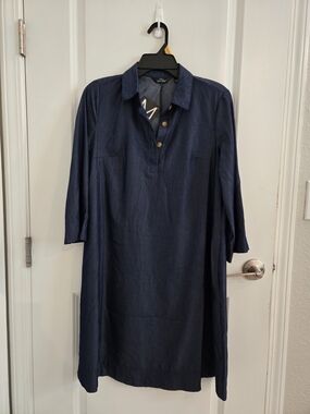 Women’s Navy Button-Placket Shirt Dress by Unbranded Size S